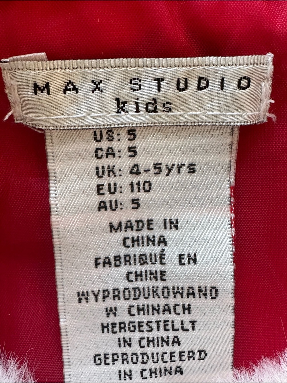 Max Studio Kids Red Winter Dress Coat Faux Fur Collar - Picture 3 of 3